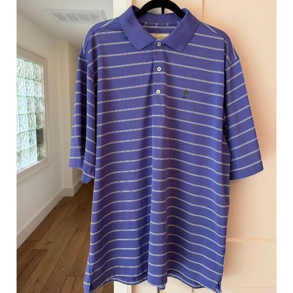 Donald Ross Golf Polo Men’s XL Purple Striped Tuxedo Club Logo - Picture 1 of 8